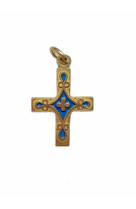 Croix pendentif laiton emaille 3cm 0162