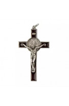 Croix saint benoit marron cordon