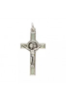 Croix saint benoit argente 4cm bleu/marron/rouge/verte/noire