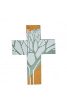 Croix arbre de vie kaki bois