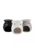 Brule parfum ceramique h12cm diam 9,5cm noir/blanc/gris