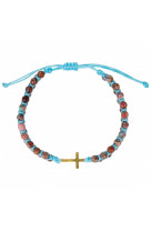 Bracelet croix metal bleu