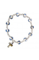 Bracelet metallique coeur vm bleu croix